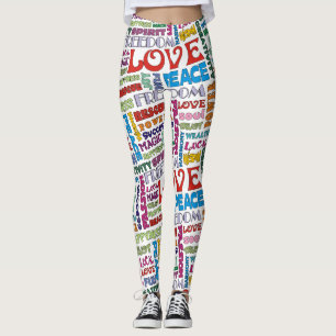 Spirit Words / Affirmations FLOWER POWER style Leggings