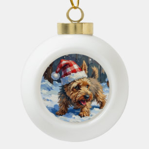 Spirited Cairn Terrier Dog Digging for Christmas T Ceramic Ball Christmas Ornament