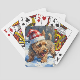 Spirited Cairn Terrier Dog Digging for Christmas T Playing Cards