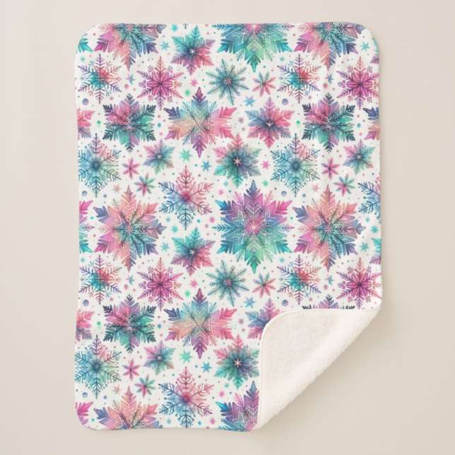 Spirited Snowflakes Sherpa Blanket (Front)