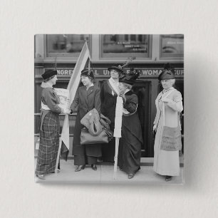 Spirited Suffragettes, 1914 2 Inch Square Button