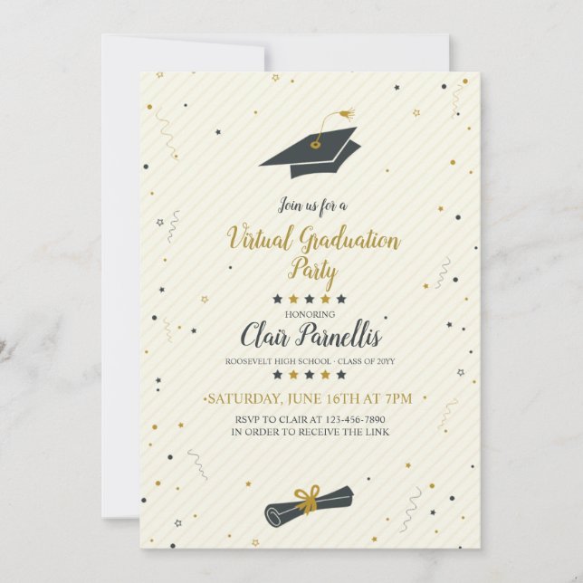 Spirited Virtual Graduation Party Invitation (Front)
