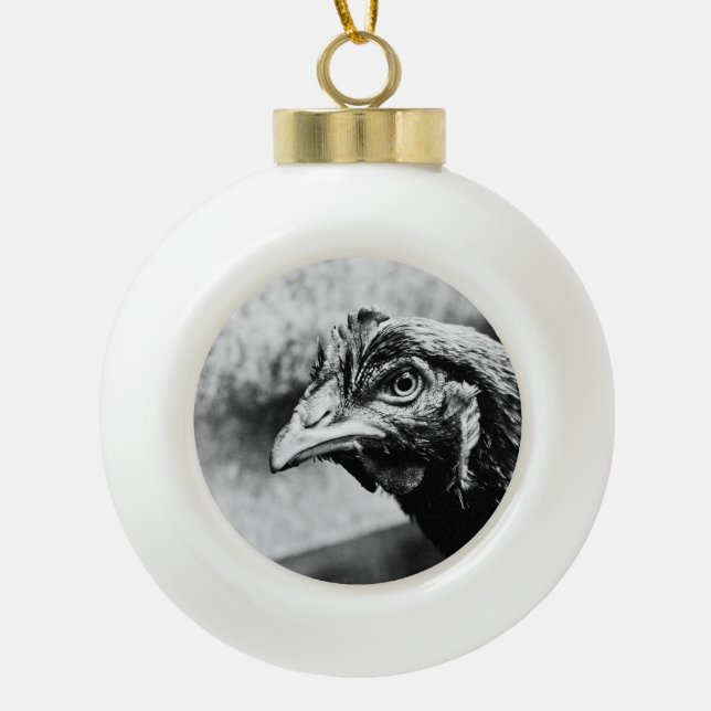 spirits and chickens ceramic ball christmas ornament (Front)