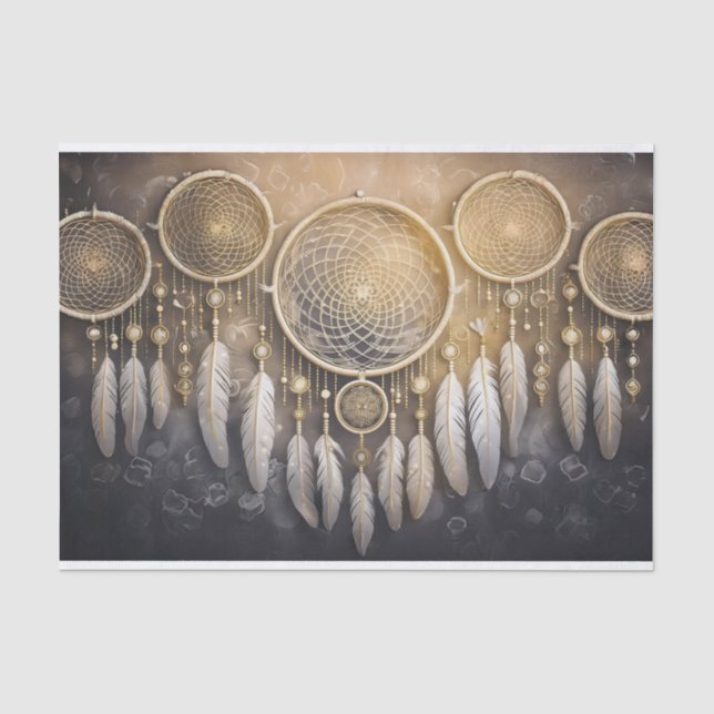 Spirits and Souls, Lacy Neutral Dreamcatchers Tissue Paper (Front)