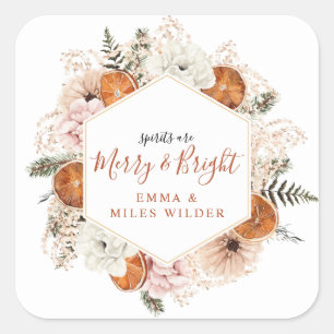 Spirits Are Bright Citrus Holiday Party  Square Sticker