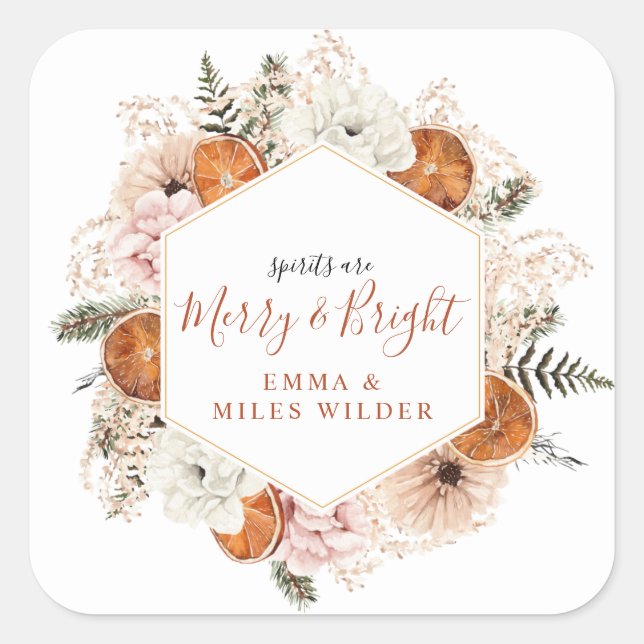 Spirits Are Bright Citrus Holiday Party  Square Sticker (Front)