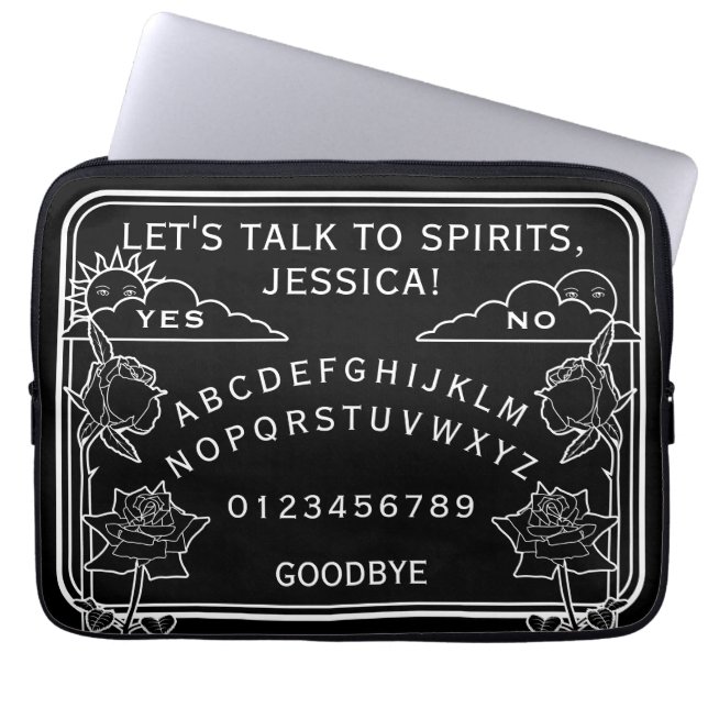Spirits Gothic Black White Talking Board Laptop Sleeve (Front)