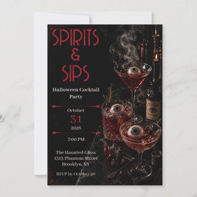 Spirits & Sips Halloween Cocktail Party Invitation (Front)