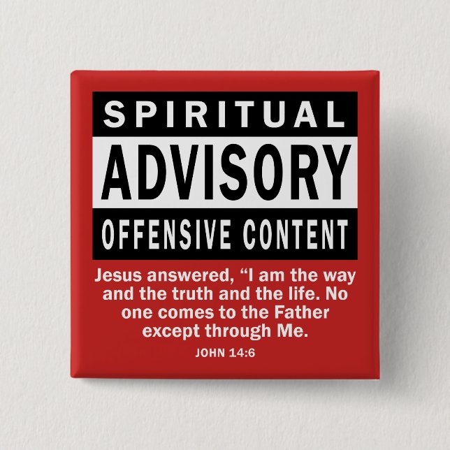 Spiritual Advisory John 14:6 Christian Quotes 2 Inch Square Button (Front)