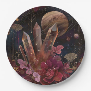 Spiritual Amethyst Energy Celestial Pattern Paper Plate