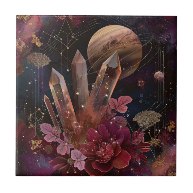 Spiritual Amethyst Energy Celestial Pattern Tile (Front)
