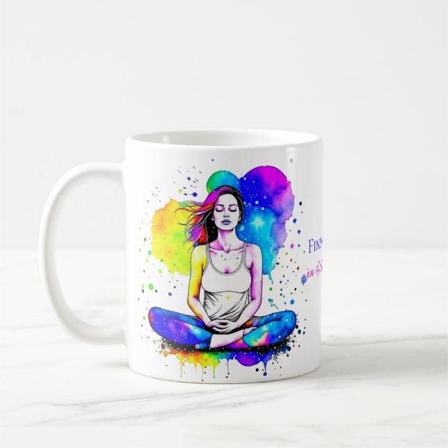 Spiritual Art Lady Meditating Personalized  Coffee Mug (Left)