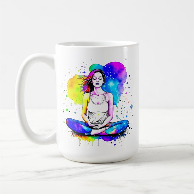 Spiritual Art Lady Meditating Personalized  Coffee Mug (Left)