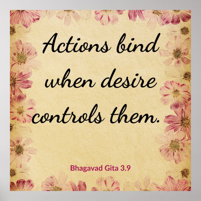 Spiritual Beige Pink Gita Desire Binds Actions Poster (Front)