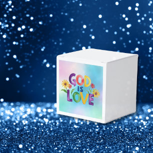 Spiritual Bible Quote God is Love Colourful flower Favor Box