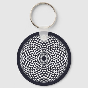 Spiritual Black White Mandala Geometric Graphic Keychain