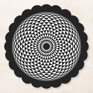 Spiritual Black White Mandala Geometric Graphic Paper Coaster