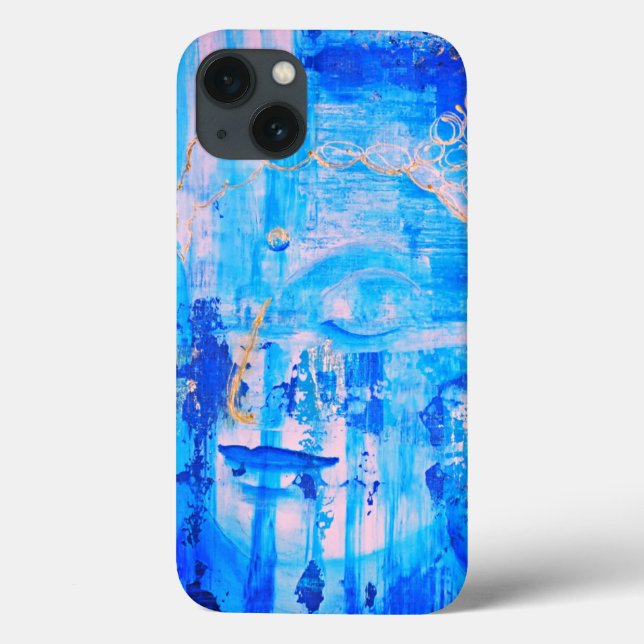 Spiritual Blue Buddha Head Statue Abstract Artwork Case-Mate iPhone Case (Back)