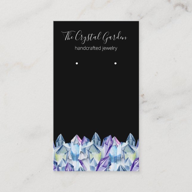 Spiritual Boho Amethyst Crystals Earring Jewellery Business Card (Front)