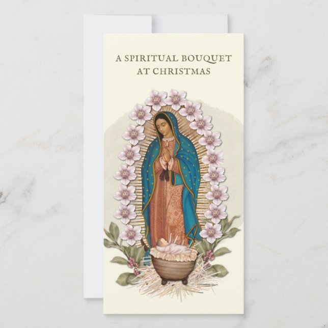 Spiritual Bouquet Catholic Prayer Guadalupe Holida Holiday Card (Front)