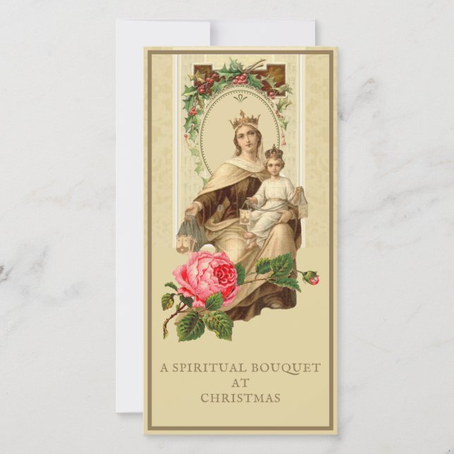 Spiritual Bouquet Catholic Prayer Mount Carmel Holiday Card (Front)