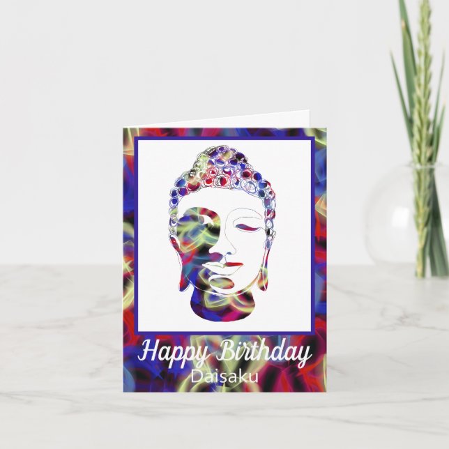 Spiritual Butterfly Abstract Buddha Birthday Card (Front)