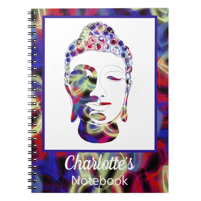 Spiritual Butterfly Abstract Buddha Head  Notebook (Front)