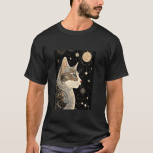 Spiritual Cat Astrology Aesthetic Celestial Art Tr T-Shirt