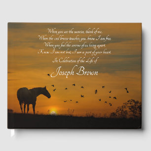 Spiritual Celebration of Life Horse Sunset Birds Guest Book