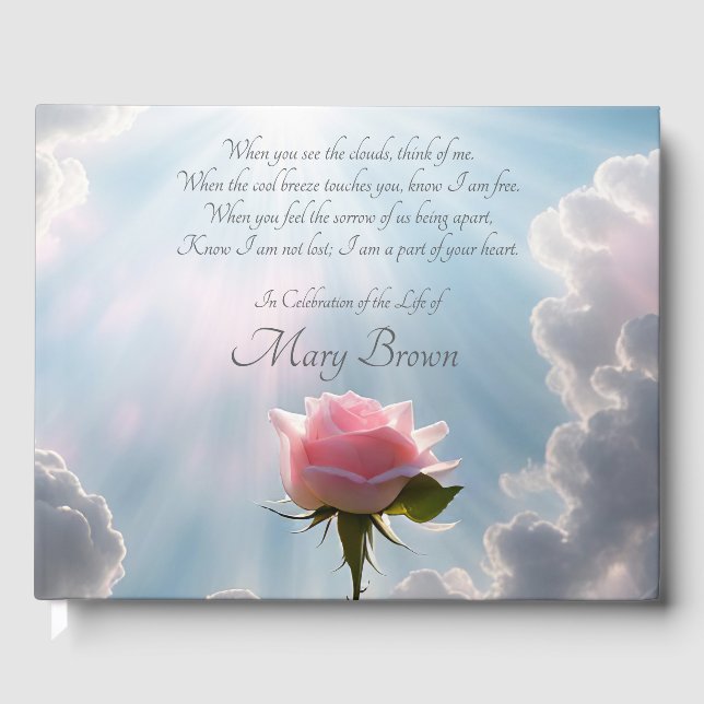 Spiritual Celebration of Life Poem Rose Guest Book (Front)