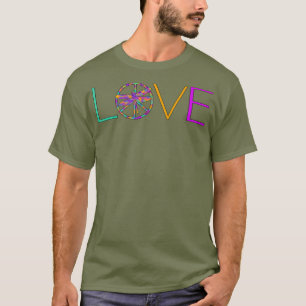 Spiritual Colourful Dragon Fly Peace Love Sign T-Shirt