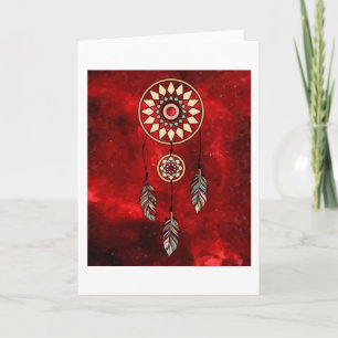 Spiritual Colourful Dream Catcher Feather Card