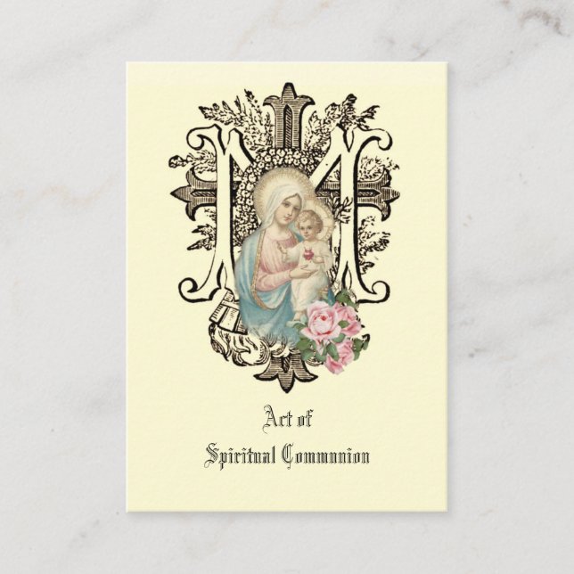 SPIRITUAL COMMUNION HOLY CARD CATHOLIC PRAYER (Front)