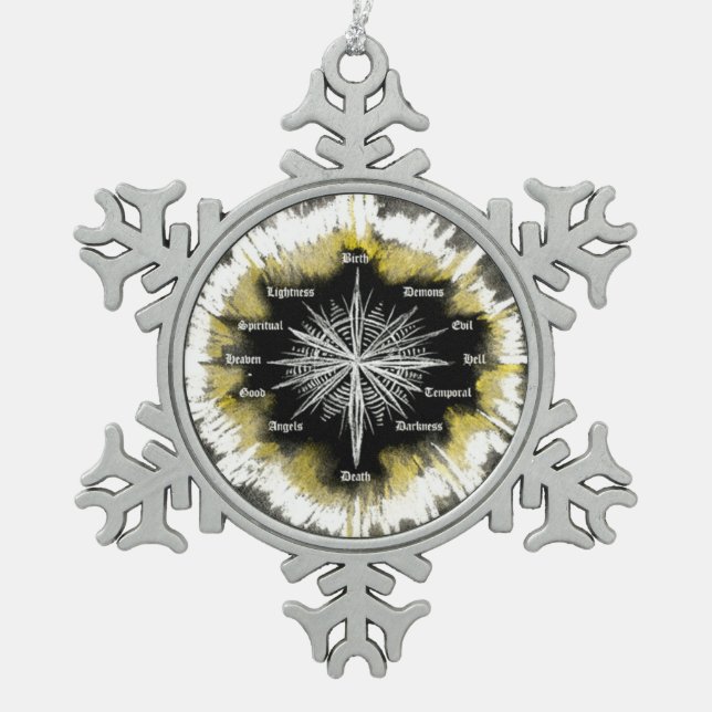 Spiritual Compass Snowflake Pewter Christmas Ornament (Front)