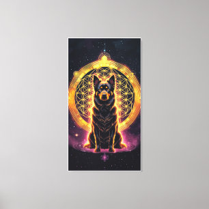 Spiritual Dog with Golden Mandala & Flower of Life Canvas Print