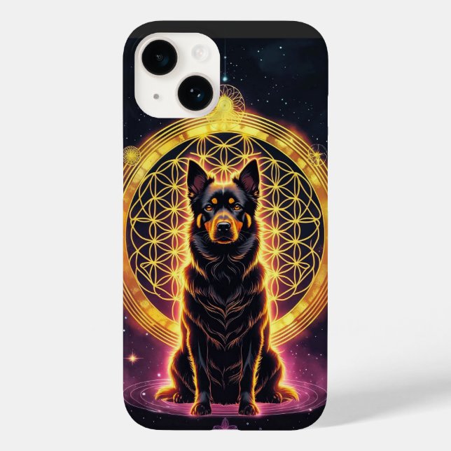Spiritual Dog with Golden Mandala & Flower of Life Case-Mate iPhone Case (Back)