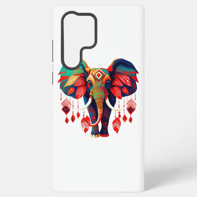 Spiritual Elephant with Red Feathers Samsung Galaxy S22 Ultra Case (Back)