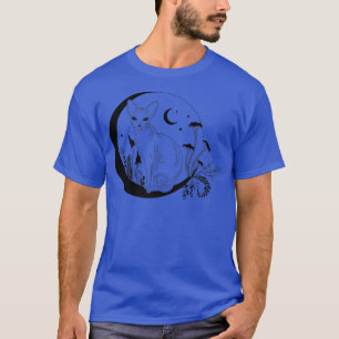 Spiritual Esoteric Sphynx Cat Night Moon Mushroom  T-Shirt