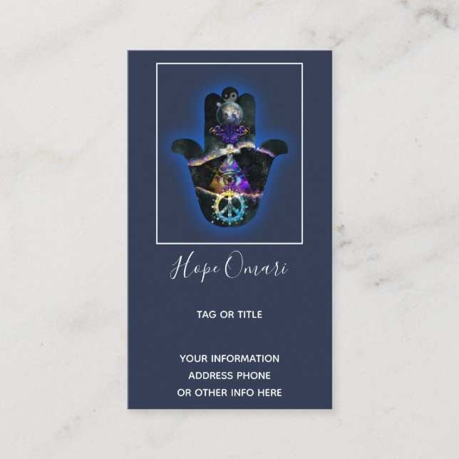 Spiritual Fatima Hand, Mystical Business Card (Front)