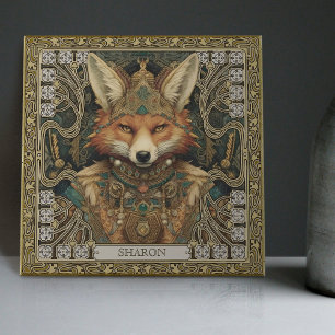 Spiritual Fox Personalized Tribal Art Altarpiece Tile