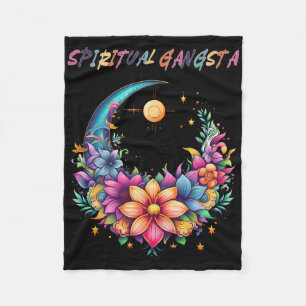 Spiritual Gangsta Floral Moon Yoga Meditation Mand Fleece Blanket
