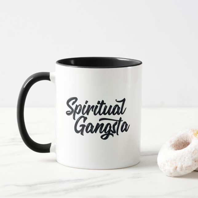 Spiritual Gangsta Funny Yoga Quote Design Mug (With Donut)