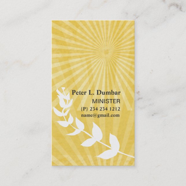 Spiritual  Gold Sunrise Religious Business Card (Front)