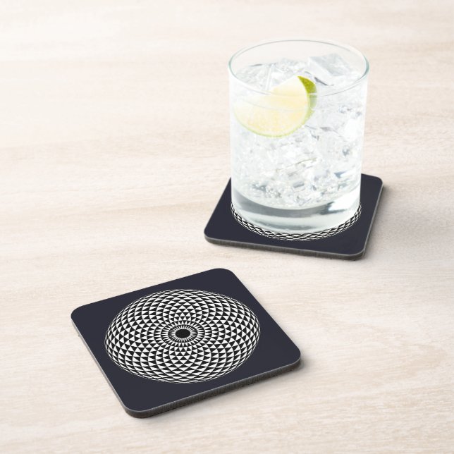 Spiritual Grey White Mandala Geometric Oriental Coaster (Right Side)