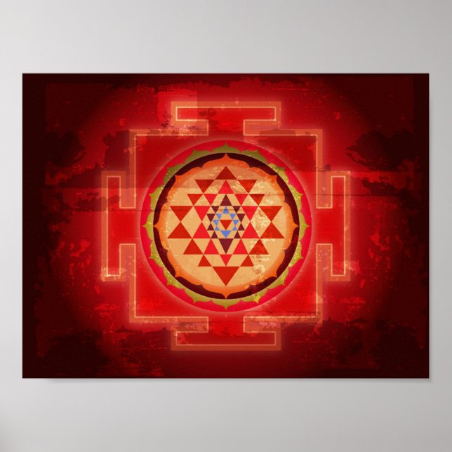 Spiritual Grunge Shree Yantra Poster (Front)
