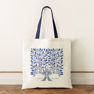Spiritual Hands Celestial Crescent Moon Monogram  Tote Bag