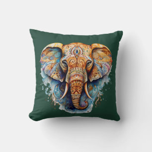 Spiritual Harmony: The Colourful Elephant Mind Throw Pillow