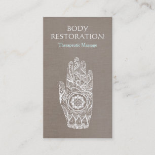 Spiritual Healer Henna Lotus Tattoo Hand 3 Business Card