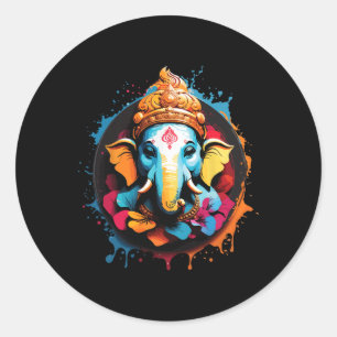 Spiritual Hindu Ganesh Retro Diwali Festival Yoga Classic Round Sticker