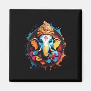 Spiritual Hindu Ganesh Retro Diwali Festival Yoga Magnet
